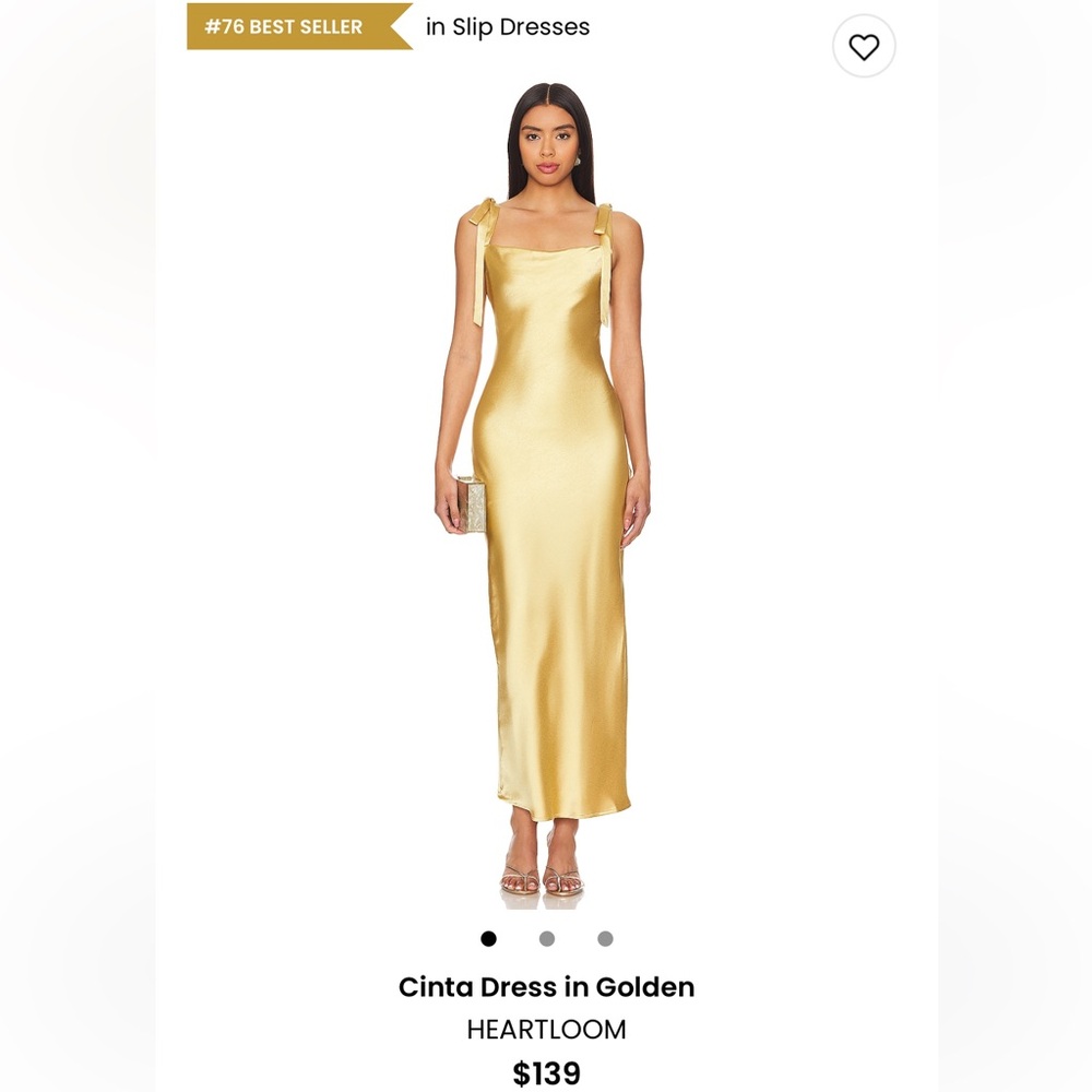 REVOLVE Golden Satin Slip Maxi Dress NWT